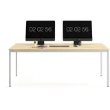 furni24 Schreibtisch-Stahl 140x80x75cm, Eiche, TÜV/GS-Einfache Montage, Arbeitstisch, Bürotisch, Küchentisch, Esstisch, Druckertisch Büro-Möbel Arbeitszimmer Computertisch Gaming-Tisch Mehrzwecktisch