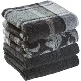 Erwin Müller Handtuch-Set 4er-Pack grau Größe 50x100 cm - Ludwigsburg - 100% Baumwolle - kuschelweich, saugstark, voluminös - praktisch durch beidseitige Schlaufen (weitere Farben)