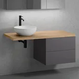 neoro n50 Möbelanlage B: 120 cm, Unterschrank B: 60 cm mit 2 Auszügen, Waschtisch Ø 40 cm weiß matt, B: 120.5 BN0064WM+BN0421GR+BN0404W1