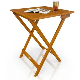 Juskys Juskys® Beistelltisch Zadar XL - Klappbar für platzsparende Nutzung, aus geöltem Akazienholz, ideal für Garten und Balkon, 60x58x76 cm