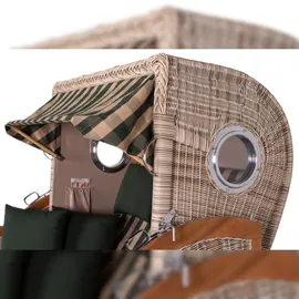 Mr. Deko bene living Strandkorb Komplettset Ammersee Grande XL Teak PE shell Modell 506 inkl. Liftersystem