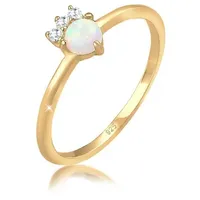 Elli Verlobungsring Vintage Zirkonia Kristalle Opal Trend 925 Silber goldfarben 58 mm