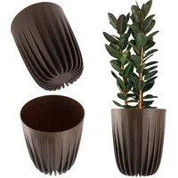Kadax Blumentopf aus Kunststoff mit Naturmaterialien, 30 cm, Dunkelbraun