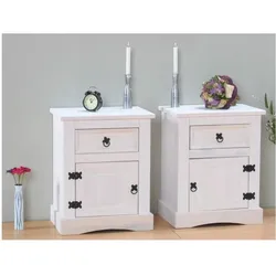 2x Nachtschrank New Mexiko Mexico Nachttisch Nachtkonsole Schrank weiß