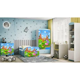 raumhirsch furniture Kinderbett Safari 80 x 180 cm Holzwerkstoff blau