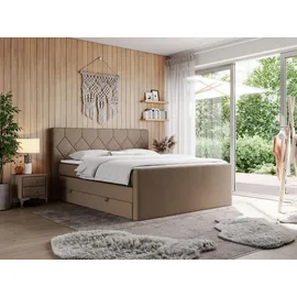 MKS Boxspringbett 200 x 200 cm H3 Braun