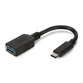 Digitus USB 3.1 Kabel 0,15m Typ-C zu Typ-A OTG St./Bu. schwarz