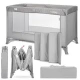 Lorelli Baby Reisebett, 2 in 1 Babybett und Laufstall Carina, Kinderbett ab Geburt bis 15 kg, Faltbar inkl. Transporttasche, Grau