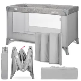 Lorelli Baby Reisebett, 2 in 1 Babybett und Laufstall Carina, Kinderbett ab Geburt bis 15 kg, Faltbar inkl. Transporttasche, Grau