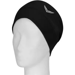 Strickmütze TRIGEMA "TRIGEMA Mütze mit reflektierendem Logo", Damen, schwarz, 92% Polyester, 8% Elastan, Basic, Mützen