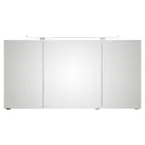 Saphir Badezimmerspiegelschrank Serie 4010 Badezimmer-Spiegelschrank inkl. LED-Aufsatzleuchte Badschrank 140 cm breit, 3 Türen, 6 Glas-Einlegeböden, inkl Türdämpfer weiß