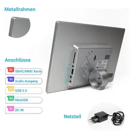 Xoro CPF 10B1 Digitaler Bilderrahmen mit WLAN SD Kartenleser, USB, Bewegungssensor, 1280x800 Auflösung, 16:10 Format, App-Steuerung