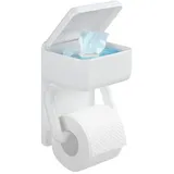 Maximex Toilettenpapierhalter 2 in 1 mit Ablage, für feuchte Toilettentücher, weiß