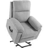 Homcom Fernsehsessel mit Aufstehhilfe Elektrisch, Relaxsessel mit Liegefunktion, Fernbedienung, Massagesessel mit Seitentasche, Leinenoptik, Hellgrau
