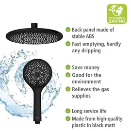 Wenko Duschsystem Watersaving Schwarz 75-120 cm
