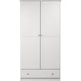 Home affaire Kleiderschrank Delsbo Garderobenschrank Wäscheschrank Schlafzimmer Massivholz (1-St., Bestseller Schrank in Landhaus Design) Drehtürenschrank aus Kiefernholz - mit Schublade und Kleiderstange weiß