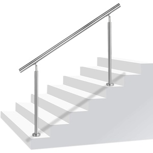 Aufun Treppengeländer Edelstahl Handlauf Geländer für Treppen, Innen und Außen, Balkon, Brüstung, Silber, Länge: 80cm, ohne Querstreben