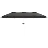 Outsunny Patio-Sonnenschirm Doppel-Sonnenschirm UPF30+ mit Kurbelgriff und Belüftung 4m/Dunkelgrau