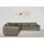 PLACES OF STYLE Ecksofa »Pinto, XXL, 250/290 cm, langer Schenkel, Ottomane«, Cord, Chenille, Lederoptik, mit Keder, Metallfüße, Wellenunterfederung grau
