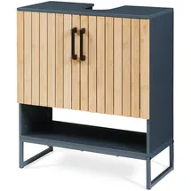 [en.casa] Waschbeckenunterschrank Svanes 70 x 60 x 30 cm Dunkelgrau/Natur