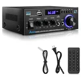 Hifi Verstärker - KKMOL Stereo Verstärker, AK45 Mini Bluetooth Radio Audio Verstärker Receiver, Wiimp Amp,12V/ 220V 400W 2 Kanäle Digitale Endverstärker Soundverstärker mit USB, SD Card, Fernbedienung