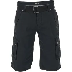 riverso Kurze Hosen Herren Cargo Shorts mit Gürtel Regular Fit RIVAnton Regular Fit Schwarz Normaler Bund Knopfleiste W 34
