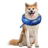 Lollanda Aufblasbares Halskrause Hund Verstellbares Leckschutz Hund Weicher Hunde Halsbänder für Recovery Gesundheit Halskrausen. (Blau-drucken, 5"-8")