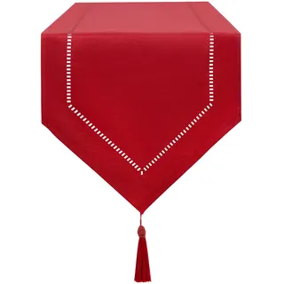 LLCUTESHOP Tischläufer Rot 32 x 180 cm Modern, Innovatives Design Einfarbig Leinen Tischläufer, Abwaschbar Hochwertiger Tischläufer Weizenohrdesign für Esszimmer Party Urlaub Dekoration