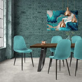 ML-Design 4er Set Petrol, Küchenstuhl mit Samtbezug