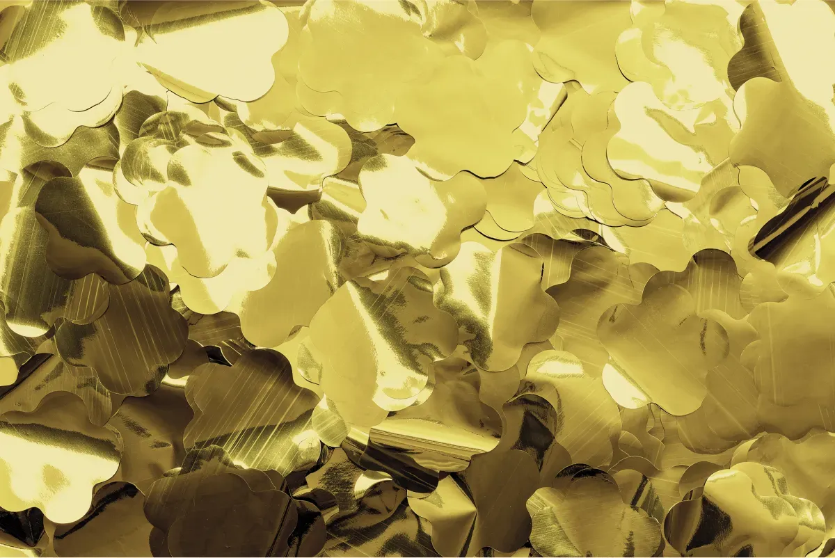 Showgear Metallic Confetti - Flowers Gold, Ø 55 mm, 1 kg, feuerhemmend