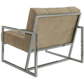 s-style möbel Loungesessel Tampa Samtstoff 84 x 81 x 89 cm Beige/Silber