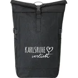 Hellweg Druckerei Huuraa Kurierrucksack Karlsruhe verliebt 30-44 Liter Black Melange Fairtrade Rolltop Rucksack Geschenkidee - Schwarz