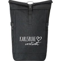 Hellweg Druckerei Huuraa Kurierrucksack Karlsruhe verliebt 30-44 Liter Black Melange Fairtrade Rolltop Rucksack Geschenkidee - Schwarz