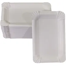 WIMEX Flache Pappteller eckig 11 x 17 cm 100 St. Weiß