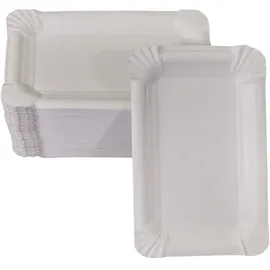 WIMEX Flache Pappteller eckig 11 x 17 cm 100 St. Weiß