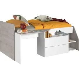 Parisot Hochbett Milky 90 x 200 cm Holz weiß-grau