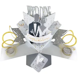 Second Nature Pop Ups Second Nature Hochzeits-Pop-Up-Karte mit "Wedding Congratulations" Braut und Bräutigam