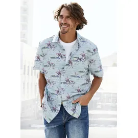 Beachtime Hawaiihemd »Regular fit«, Kurzarm, Freizeithemd mit Palmenprint, reine Baumwolle, Gr. S (37/38) N-Gr, blau-bedruckt, , 67525506-S N-Gr