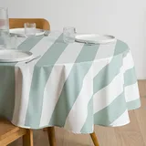 La Redoute Interieurs Runde Tischdecke Hendaye, Beschichtete Baumwolle Türkis/weiss