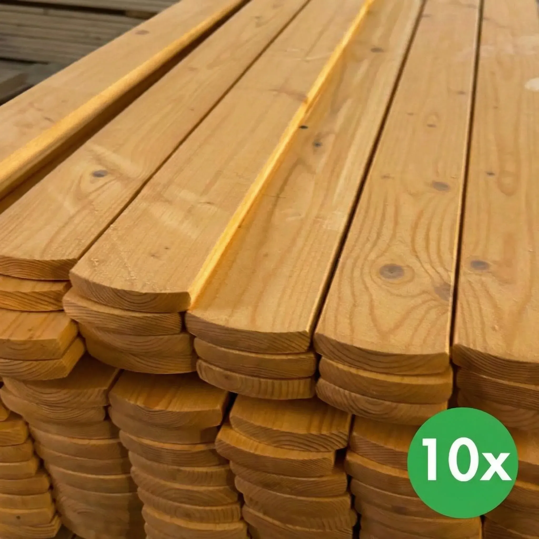 Zaunpfosten, abgerundete, helle Lasur, 10 Stück, 20 x 95 x 1000 mm