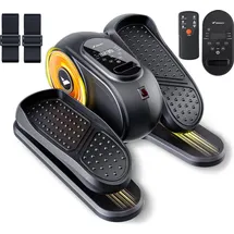 Merach Mini Ellipsentrainer & Pedaltrainer, Untertisch Crosstrainer mit 12 Stufen, Fernbedienung, LED-Display, leise & tragbar, für Zuhause & Senioren - Orange