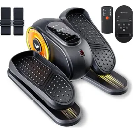 Merach Mini Ellipsentrainer & Pedaltrainer, Untertisch Crosstrainer mit 12 Stufen, Fernbedienung, LED-Display, leise & tragbar, für Zuhause & Senioren - Orange