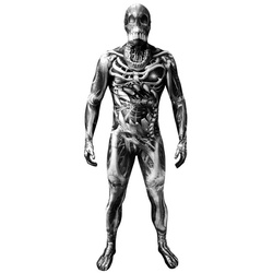 Morphsuits Kostüm Skelett-Monster, Aufsehenerregender Skelett Ganzkörperanzug schwarz L
