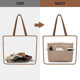 WHC Innentaschen fš1r Handtaschen, Klein Taschenorganizer Bag in Bag Organizer Handtasche Extra Klein, Taschen Organizer fš1r Handta... - Beige