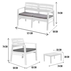 Dmora Outdoor-Lounge-Set 7-tlg. Weiß