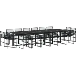 vidaXL 17-tlg. Garten-Essgruppe Schwarz Poly Rattan