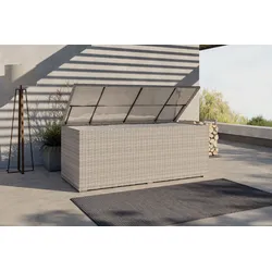 OUTFLEXX Kissenbox, beige, Polyrattan/Aluminium, 203 x 92 x 75 cm, witterungsbeständig, pflegeleicht, wasserabweisend