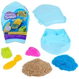 Kinetic Sand, Surf'n Sand Paradise Surfbrett-Aufbewahrungsbox, 283 g Modelliersand, 3 Formen und Werkzeuge, kreatives sensorisches Spielzeug für Kinder ab 3 Jahren