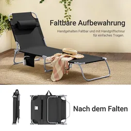 SoBuy Sonnenliege 195 x 62 x 29 cm schwarz klappbar 2 Stück