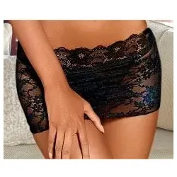 Stringrock LASCANA, Damen, Gr. 32, schwarz, Obermaterial: 87% Polyamid, 13% Elasthan, Unterhosen, aus leicht transparenter, elastischer Spitze